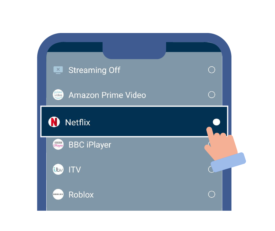 Select the service of your choice from the dropdown list